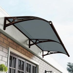 Awnings for Windows Outside, Aluminum Bracket awnings, Black Bracket awnings, Suitable for terraces, Bedroom Windows, rain and Snow Protection, Sunshade, Easy to Install-Smoke gray-60x100cm/24x40in