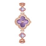 ORSGA Stainless Steel Watches For Women Clover Bracelet Watch For Women - Purple Dial Latest Unique Women&Girls Watch Rose Gold Wrist Analog Ladies Watch