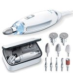 Beurer MP62 Home Manicure and Pedicure Set, Electric Nail File, 10 High-Quality Attachments, For Natural, Acrylic and Gel Nails, Precision Light, Fast Rotation (2000-5400rpm), UK Plug and Storage Bag