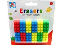 18 Novelty Toy Brick Erasers Rubbers Back to School Kids Brick Style Block