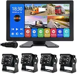 EVERSECU 4K Car Backup Cameras System with 10.1" Touch Screen Quad Display Monitor & 4pcs 1080P Backup AHD Cameras, MP5 Player, Vehicle DVR Recorder for RV/Truck/Bus/Trailer/Camper/Van