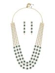 ZAVERI PEARLS Green Multi Layered Austrian Diamonds Artificial Stones & Beads Embellished Bridal Necklace & Earring Set For Women-ZPFK16923