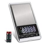 MVZAWINO Digital Pocket Scale, 0.001oz/0.01g 500g Precision Portable Jewelry Scale, Mini Electronic Gram Weight Scales, Tare, Auto off, Stainless Steel, White Backlit Display(Battery Included)