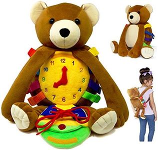 Buckle Toy Bear Backpack - Toddler Backpack & Stuffed Animal Learning Activity - Develops Fine Motor & Basic Life Skills - Soft Plush Kids Travel Toy - Billy Bear