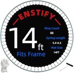 ENSTIFY Replacement Trampoline Mat for 14 ft Round, 72/80/84/88 V-Hooks & 5.3-6.5 Springs, UV-Resistant Heavy-Durable, Includes Pull Hook and Gloves(Spring and Frame not Include)