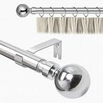 MOONLIGHT BEDDING Extendable Curtain Poles for Eyelet Curtains Plain Metal Ball - Adjustable Curtain Pole Includes Curtain Rod, Rings, Brackets and Fitting Set (120-210cm, 48 Inch to 83 Inch, Chrome)