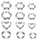 Cookie Cutter,Heart Star Circle Flower Shaped Stainless Steel Cookie Cutter for Cutting Mould Cookie Pastry Fruit,12 PCS