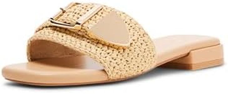 Madden Girl Women's Avaa Flat Sandal, Natural Raffia, 10