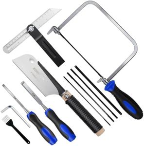 Konvixon 6PCS Woodworking Tool Set with Ultra-thin 0.3mm Dovetail Saw, Coping Saw with 4 Blades, 2 Wood Chisels, T-Bevel Angle Finder & Brush, Complete Joinery Hand Tool Kit for Precision Woodworking