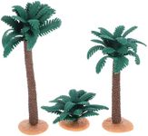 Yardwe 3pcs Small Coconut Palm Tree Model, Plastic Faux Fish Tank Plants Model Scenery Palm Tree Craft Statue for Micro Landscape Fairy Garden Decor (7.31×3.54 Inch)