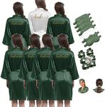 Y WJing Yi Jia Women Silk Bridesmaid Robes Ladies Satin Bride Robe Wedding Party with Monograms Print Bridal Sleepwear - One Size