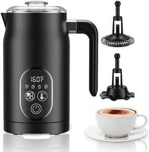 4-in-1 Electric Milk Frother & Steamer – Hot & Cold Foam Maker with Auto Temperature Control, Non-Stick Interior – Ideal for Lattes, Cappuccinos, Hot Chocolate,Macchiato - Black