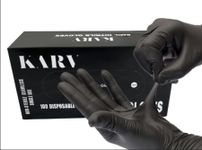 Karv Disposable Gloves - 5mm Thick Nitrile Latex Free Gloves for Cleaning, Cooking and Everyday Use - Powder Free Gloves for Food Prep (Large, 100, Gloves)