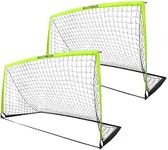 RUNBOW 9x5 ft Portable Kids Soccer Goal for Backyard Adult Junior Large Practice Soccer Net with Carry Bag Set of 2 (9x5ft, Light Yellow, 2 Pack)