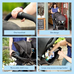 Graco Stadium Duo Tandem Double Pushchair – Car Seat Compatible, Black/Grey