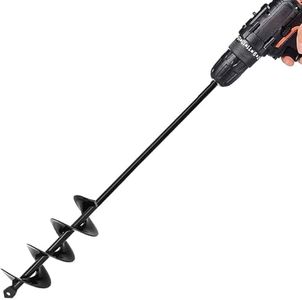 TCBWFY Auger Drill Bit 2x14.6inch Garden Plant Flower Bulb Auger Rapid Planter Bulb & Bedding Plant Auger for 3/8" Hex Drive Drill Earth Auger Drill Fence Post Umbrella Hole Digger