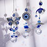 Vyuwast 3 Pack Sun Catcher Crystals, Evil Eye Suncatchers for Windows Beautiful Garden Ornaments Tree Hanging Decoration Outdoor Diamond Art Making Kits for Car Home Office Bedroom