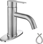 LKUWEE Bathroom Faucet, 304 Stainless Steel Bathroom Sink Faucet Single Handle, Modern RV Lavatory Faucet, Brushed Nickel Bathroom Vanity Faucet with 4 inch Desk Plate for 1 or 3 Hole (Brushed Nickel)