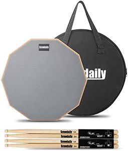 Drum Practice Pad for drumming drum pad and sticks 12 In,Sided With 2 Pairs/4 Maple 5A Drum Sticks & Storage Bag(Gray)