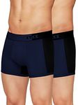 XYXX Men's Underwear Dualist IntelliSoft Antimicrobial Micro Modal Trunk Pack of 2 (Black Iris & Black;Black Iris & Black; L)