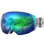 OutdoorMaster Ski Goggles PRO - Frameless, Interchangeable Lens 100% UV400 Protection Snow Goggles for Men & Women ( Grey Frame VLT 18% Grey Lens with Full REVO Green and Free Protective Case )