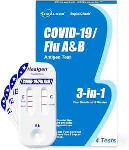 Healgen Rapid Check COVID-19, Flu A&B Antigen Test Kit, The First FDA Authorized OTC 3-in-1 Flu & COVID Home Test, Easy to Read Dual Windows, Results in 15 Mins, 18-Month Shelf Life, 4 Test