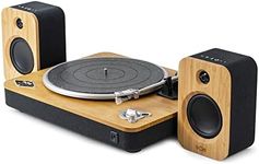 House of Marley Stir it Up Wireless Turntable + Get Together Duo Bluetooth Bookshelf Speakers, Bluetooth Pairing, Superior Sound, Sustainably Crafted from Bamboo and Rewind Fabric