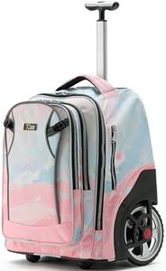 NEW TILAMI 20 Inch Rolling Backpack for School Stair-Climbing, Pink Dawn