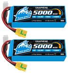 Yowoo 4S Lipo Battery 5000mAh 14.8V 4S1P 150C Graphene Battery with XT90-S Anti-Spark Plug for RC Car Truck Evader BX Car Truck Truggy Buggy (2 Pack)