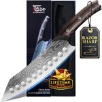 SYOKAMI Kiritsuke Knife, 8.2 Inch Chef Knife, Japanese Style High Carbon Steel, Razor Sharp for Precision Cutting, Damascus Pattern, Ergonomic Full Tang Wood Handle, Cooking & Ideal for Gift