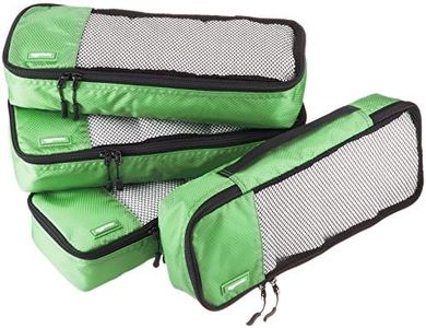 Amazon Basics 4 Piece Packing Travel Organizer Zipper Cubes Set, Slim, Green