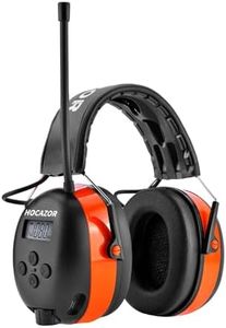 Hocazor HP033 Pro Bluetooth 5.3 AM FM Radio Headphones with Type-C Charge Port Ear Protection Rechargeable Safety Earmuffs for Mowing Workshops Orange