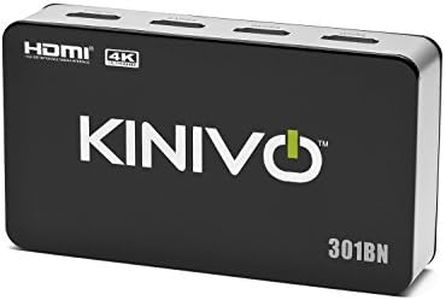 Kinivo HDMI Switch 4K HDR 301BN (3 in 1 Out, 4K 60Hz HDR, HDMI 2.0, High Speed 18Gbps, IR Remote, HDCP) - Compatible with Roku, PS5, Xbox, Apple TV, Nintendo Switch, Cable Box