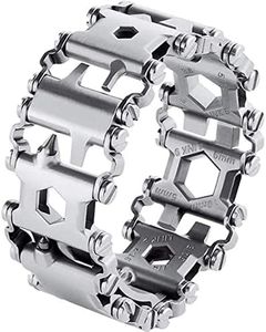 0M0DZH Survival Multitools Silver Bracelet for Men,29 in 1 Stainless Steel Multifunction Bracelet Outdoor Multitools Bracelet Travel Friendly Wearable Tread Bracelet for Sailing/Travel, 1*1*1cm,