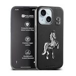 PULOKA - Mobile Cover for iPhone 14 - Horse Embroidery - Sleek & Stylish - Protective & Anti Scratch Phone Cover Vegan Leather Back Case - Men & Women - Santa Barbara Polo (Black)