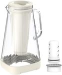 GLACIER FRESH Glass Water Pitcher for Tap and Drinking Water with Membrane and Activated Filter, Reduces Chlorine and Lead Taste, Food Grade and BPA Free Materials, 10-Cup, White