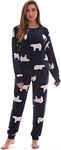 #followme Women’s Jogger Pajama Pants Set Ultra-Soft Velour PJs, Navy - Polar Bear, 3XL Plus