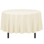 LinenTablecloth 90-Inch Round Polyester Tablecloth Ivory