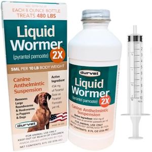 Durvet Liquid Wormer 2X for Dogs and Puppies – Pyrantel Pamoate Suspension – Puppy Dewormer for All Worms – Includes 10 mL Syringe – Dog Wormer for Large, Medium, and Small Dogs – 8 oz Bottle