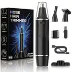 Nose Hair Trimmer for Men Painless Noses Trimmer Rechargeable Nasal Hair Trimmers for Ear and Eyebrow Facial,Nose Hair Trimmer with IPX7 Waterproof,Dual Edge Blades for Easy Cleansing,Black