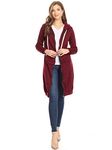 ANNA-KACI Women's Oversized Long Zip Up Hoodie Sweater Sweatshirt Dress Jacket, Red, Medium