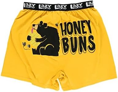 Lazy One Funny Boxers, Novelty Boxer Shorts, Humorous Underwear, Gag Gifts for Men, Moose Designs, Honey Buns Yellow Boxers, XX-Large