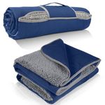 Tirrinia Waterproof Outdoor Blanket with Sherpa Lining, Windproof Triple Layers Warm Comfy Foldable for Camping Stadium, Sports, Picnic, Grass, Concerts, Pet, 59ââ‚¬Â x 80ââ‚¬Â Navy - Machine Washable