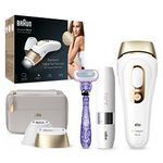 Braun IPL Silk Expert Pro 5, At Home Device for Visible Permanent Hair Removal, For Women & Men, PL5137, White/Gold + Face Mini Hair Remover, Facial Hair Remover for Women, FS1000, White