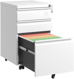 DARTIIA File Cabinet with Lock,Filing Cabinet 3 Drawer,Fully Assembled Under Office Desk,Lateral Locking File Cabinet with Wheels,Commercial Vertical Cabinet,White