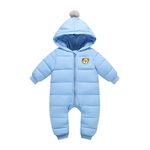 Baby Snowsuit Hooded Overalls Winter Romper Cotton Onesies Winterjacket Outfits, Blue2, 9-12 Months