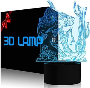3D Fishing Lamp Illusion Night Light LED Touch Fish Desk Table Lamps 7 Color Change USB 3D Visual Lights Home Bedroom Decor Lighting Birthday Gifts Toys for Boys Kids Fishing Lover by YKL World