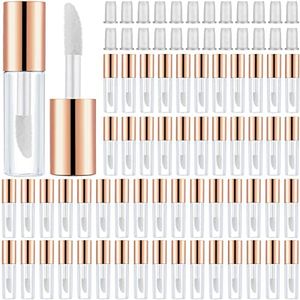 Patelai 100 Pieces 1.2 ml Clear Mini Lip Gloss Tube Refillable Empty Lip Balm Gloss Containers for Women Girls DIY Makeup, Rose Gold