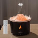 300ml Volcano Diffuser Aromatherapy Fragrant Flame Humidifier Cool Mist Diffusers Essential Oil with Remote Control Night Lights Auto Off Timer for Bedroom Home Office (Dark Wood Grain)