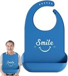 XMANX Silicone Adult Bibs with Pocket, Reusable Apron Mealtime Crumb Catcher Washable and Adjustable Adult Bibs for Elderly Women Men Seniors